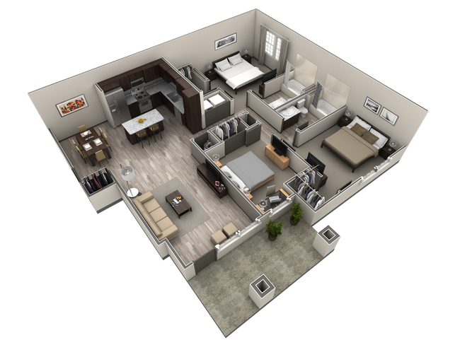 3 BR Grand Courtyard 1089 floor plan